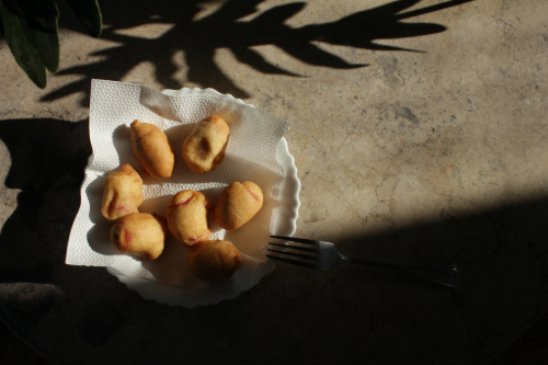 a picture of a bowl of mini corndogs by the sunshine